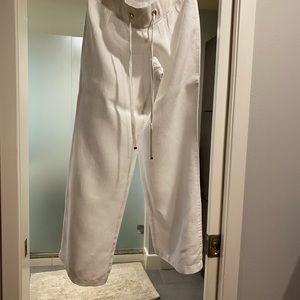 White linen beach pants